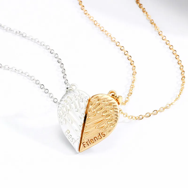 Wisiorki 2 szt. Modny magnetyczny naszyjnik dla par dla zakochanych gotyckie serce przyjaciel impreza prezent biżuteria akcesoria_voghion.com