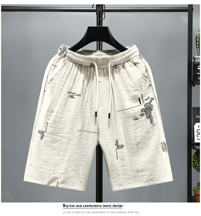 Fat up size 5/4 summer beach casual running sports shorts for men's 5/8 straight leg pants_voghion.com