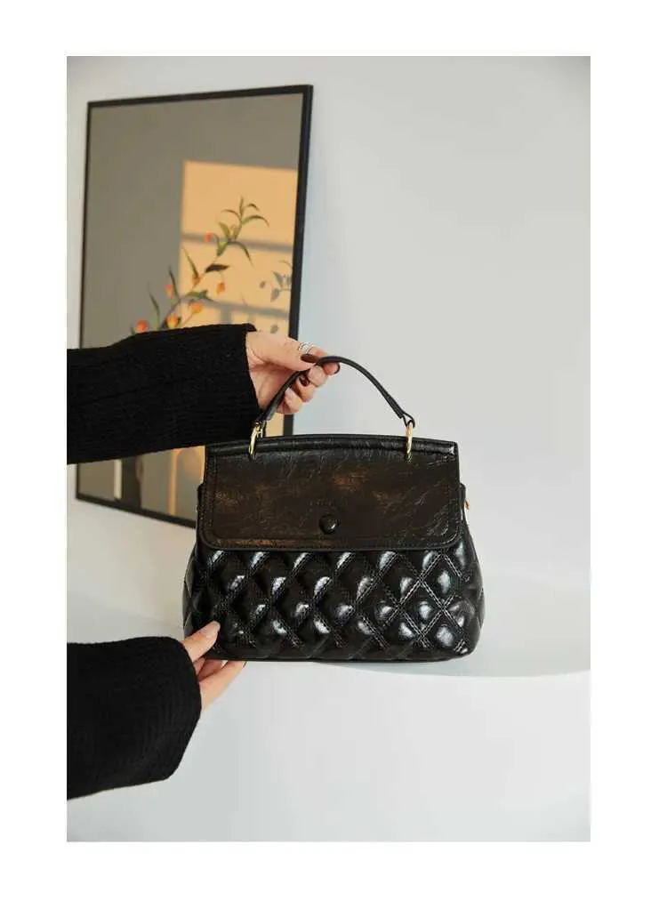 Women's Large Capacity Plaid Crossbody Handbag In Leather Style_voghion.com