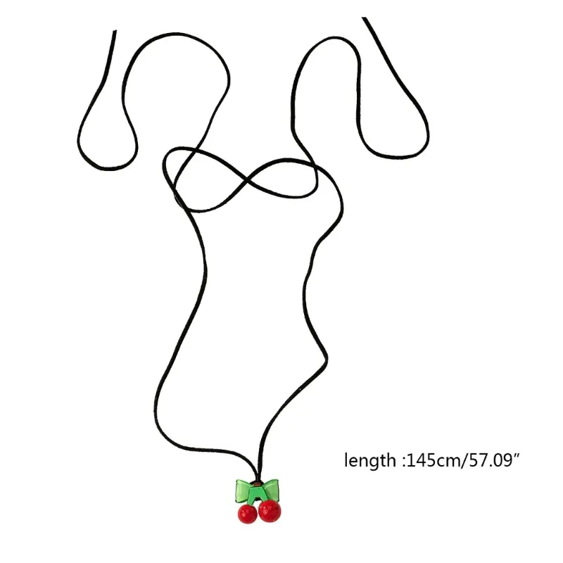 Knotted Cherry Heart Necklace For Women Adjustable Clavicle Chain_voghion.com