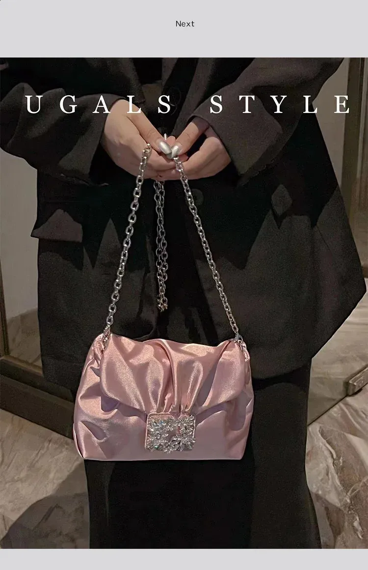 Elegante borsa da sera in raso pochette e borsa a tracolla_voghion.com