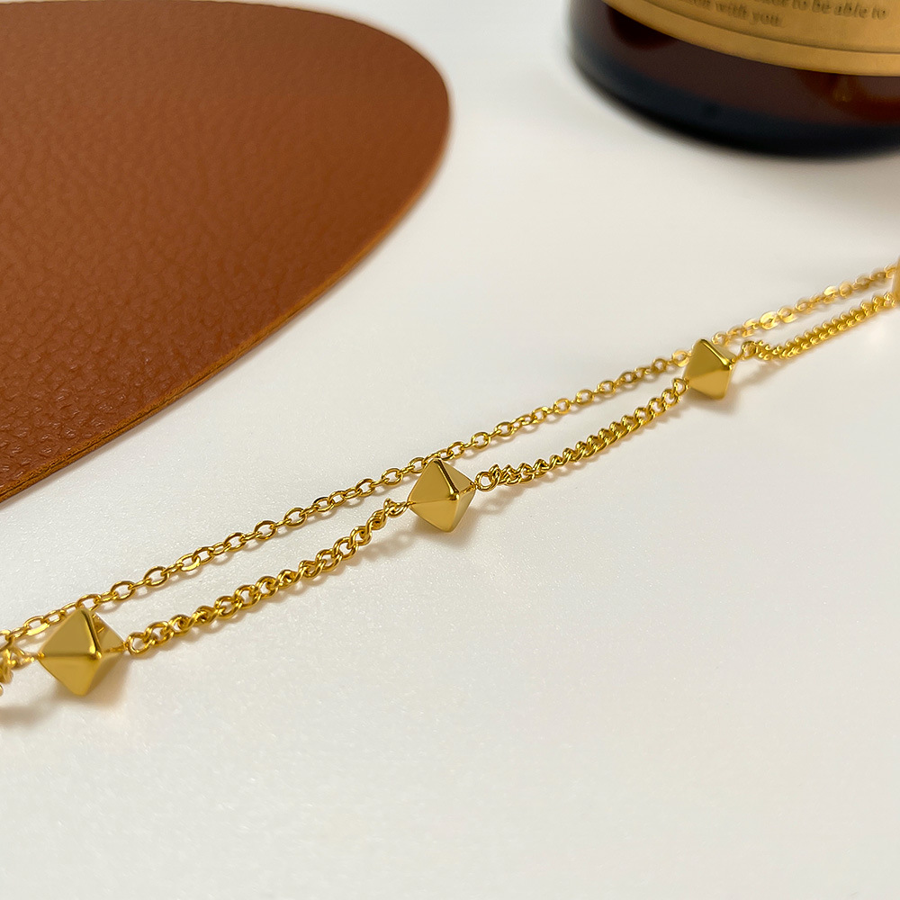 Geometric Accessory/ Temperament Twin Chain Titanium Steel Bracelet For Women_voghion.com
