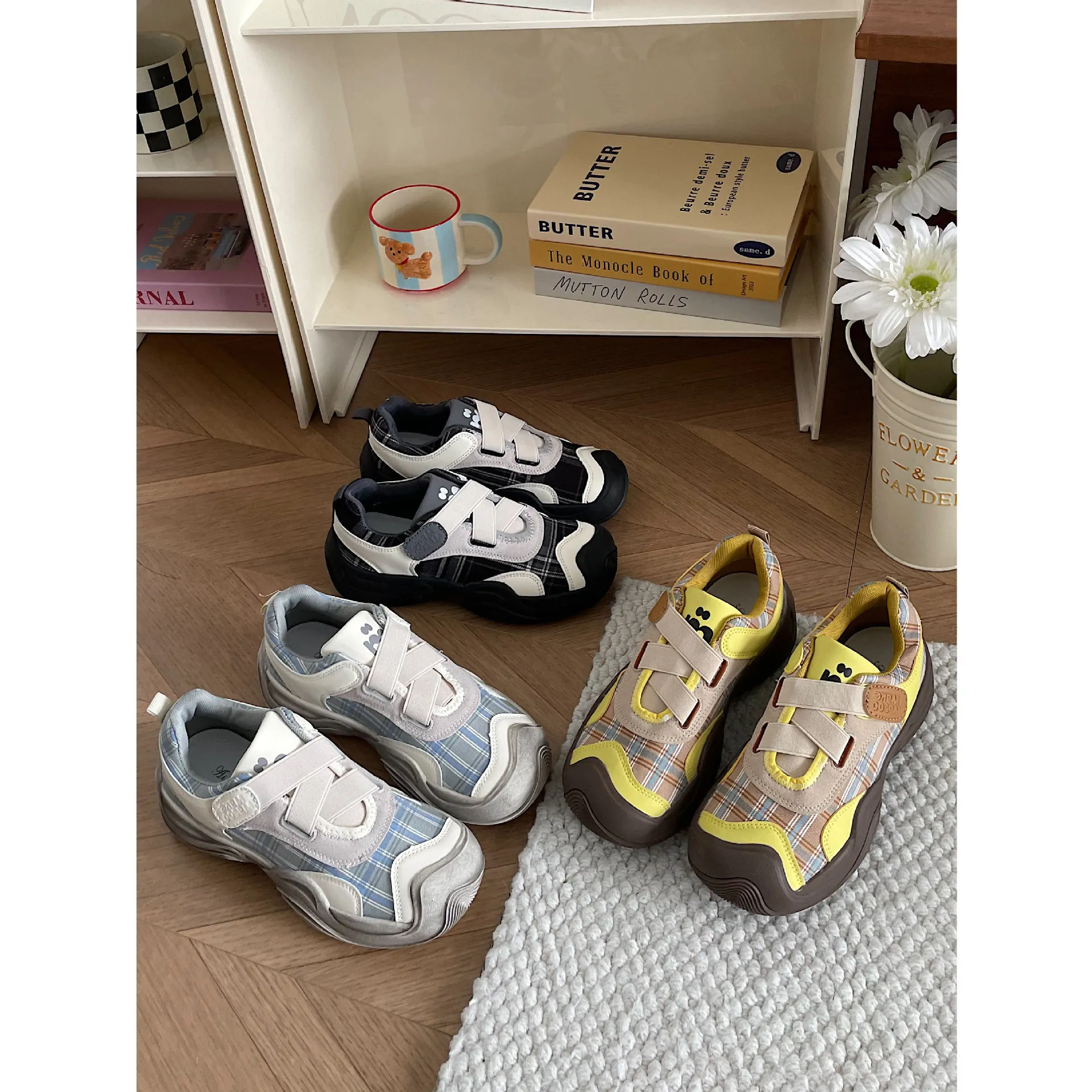 Jinmi 2024 Nuovo fondo spesso grande testa brutta carina donna autunno casual sport con velcro versatili scarpe singole per le donne_voghion.com