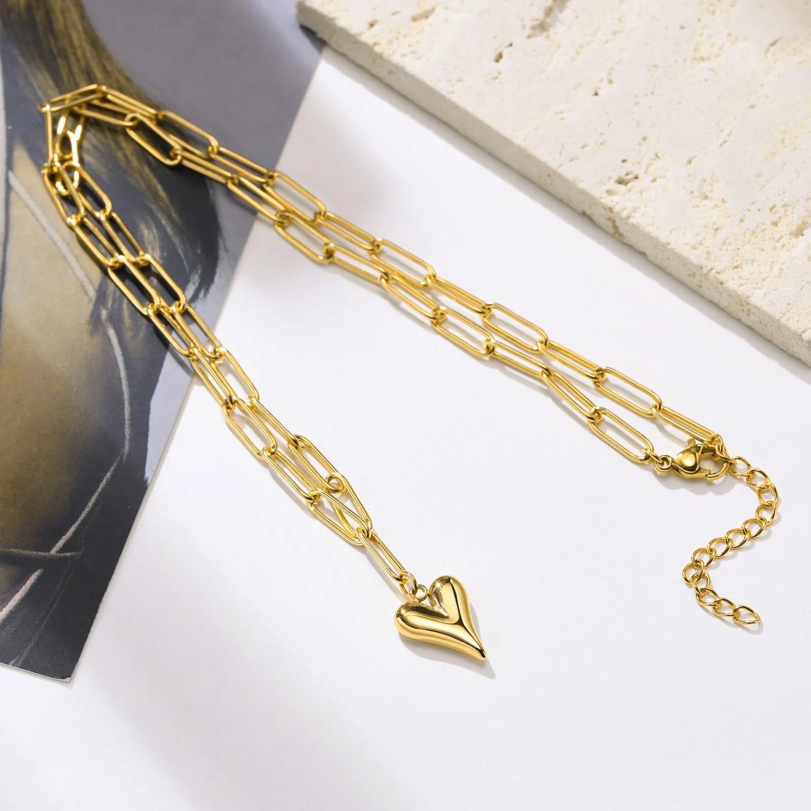 Collier avec pendentif cœur pour couple en acier inoxydable_voghion.com