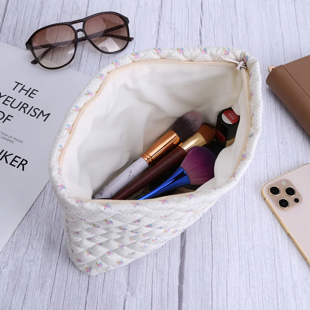 Mini trousse de maquillage imprimée pour femme, étui de rangement matelassé pour cosmétiques, sac portable pour pièces de monnaie, articles divers, porte-cartes de crédit_voghion.com