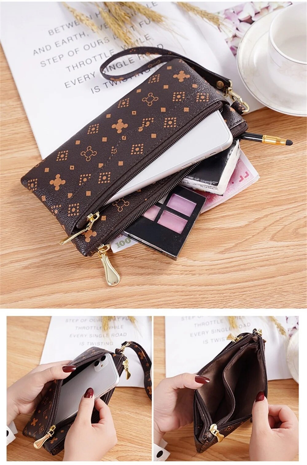 Dames merk clutch portemonnee dames geld portemonnee voor dames clutch bag slanke vrouwelijke portemonnee kaarthouder ongelijke portefeuilles gemaakt van leer_voghion.com