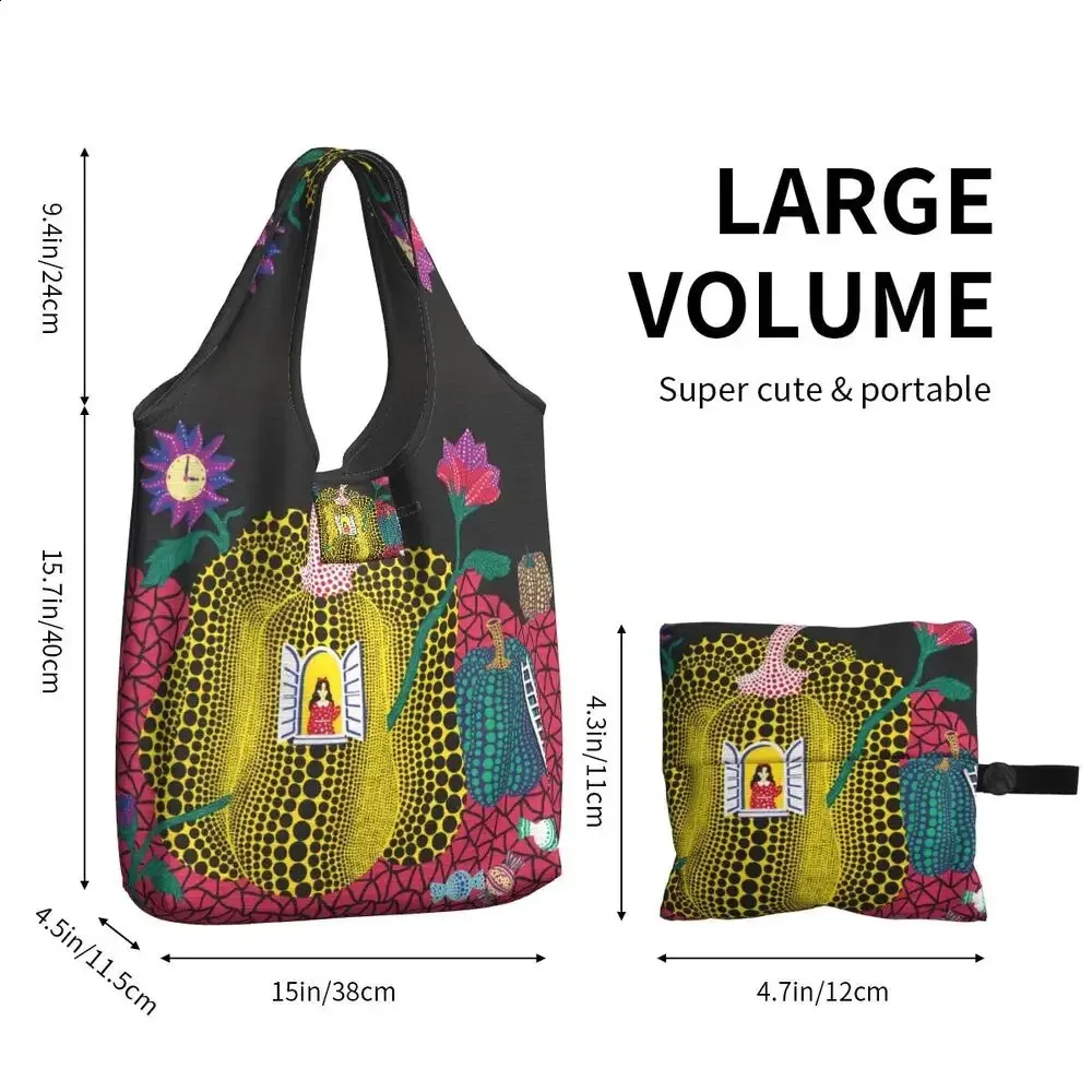 Abstract Yayoi Kusama Style Tote Bag Large Capacity Shopper Bag_voghion.com