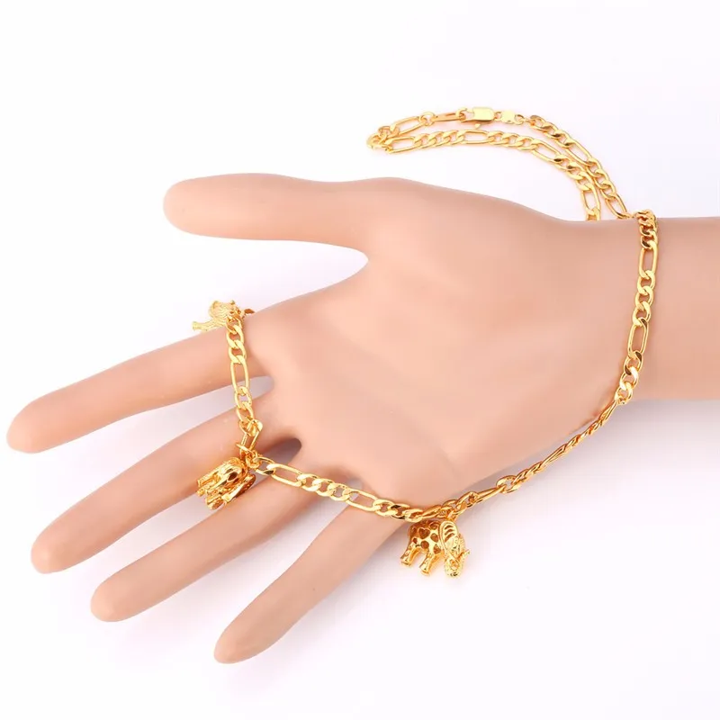 Collier tendance en forme d'éléphant pour femme, bijou tendance, chaîne Figaro, couleur or, breloque, N114_voghion.com