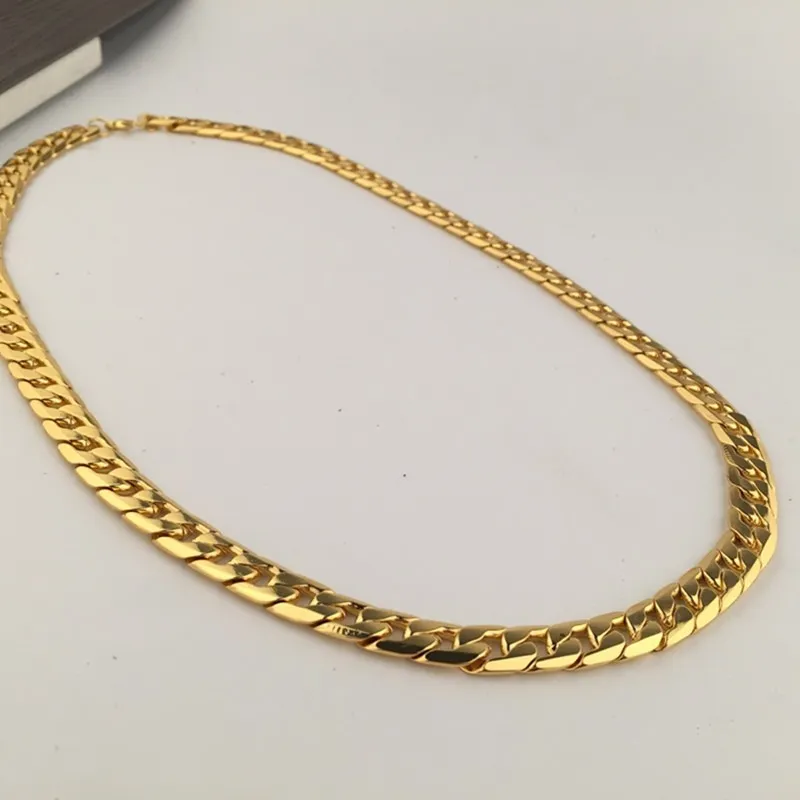 Chaîne pour homme et garçon de 12 mm d'épaisseur, collier en or jaune rempli de strass, bijoux en gros, chaînes cadeaux Hip Hop_voghion.com