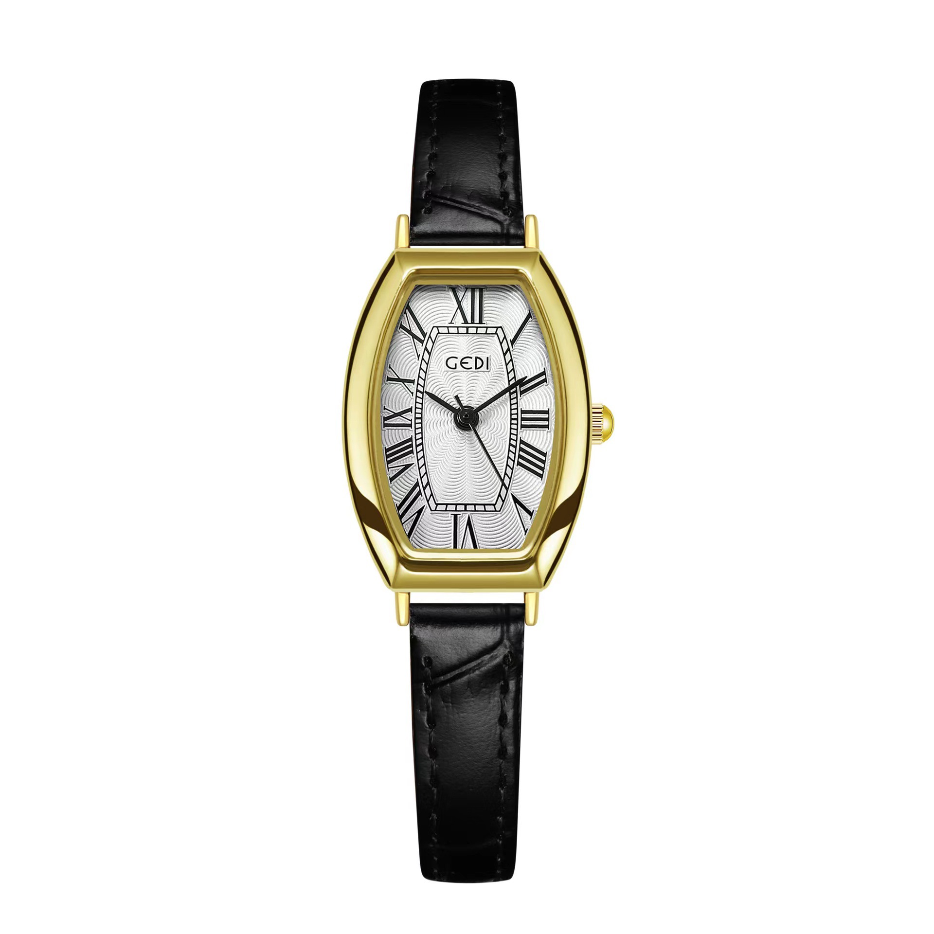 Gedi's New Roman Graduated Wine Barrel Shell per Studentesse, Orologio al Quarzo con Cintura di Lusso Piccolo e Leggero（_voghion.com