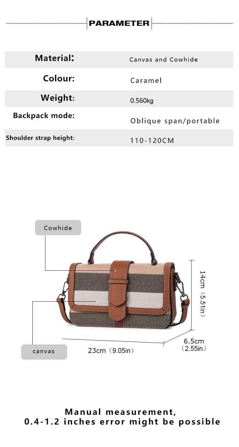 Crossbody Shoulder Handbag In Plaid Canvas And Cowhide Leather_voghion.com