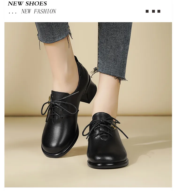 Dress AIYUQI Genuine Leather 2024 Fall Round Quality Head New Ladies Office Shoes British Lace Up Women Loafers Fd54_voghion.com