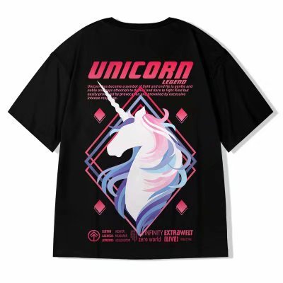 Oversize herr t-shirt china-chic tryck lös passform_voghion.com