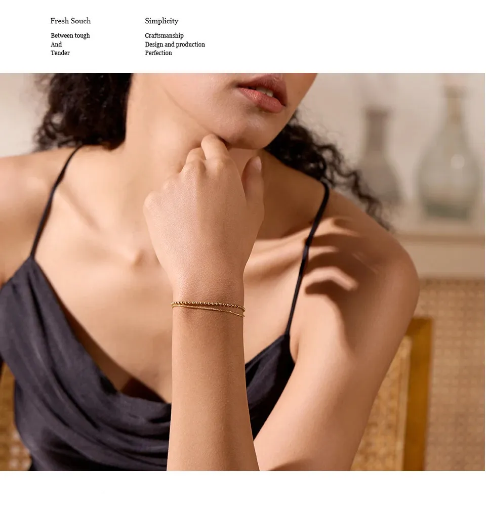 Armbänder Yhpup Edelstahl Flache Perlenketten Doppellagiges Modearmband Armreif Für Frauen Charm Sommer Strand_voghion.com