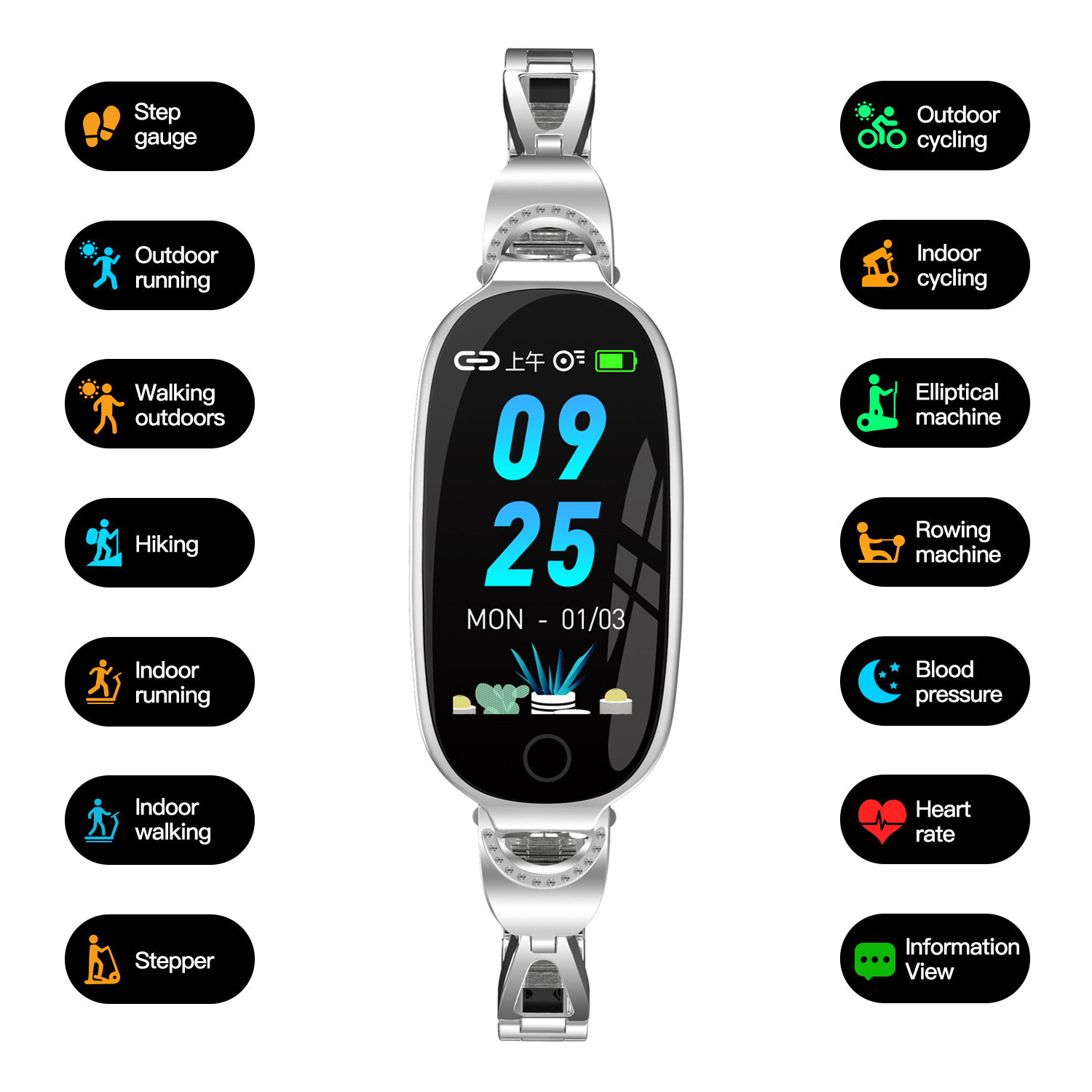Trendy Items Cross-Border F18 Smart Bracelet Intimate Women's Menstrual Cycle Bluetooth GPS Tracker Watch Huaqiangbei_voghion.com