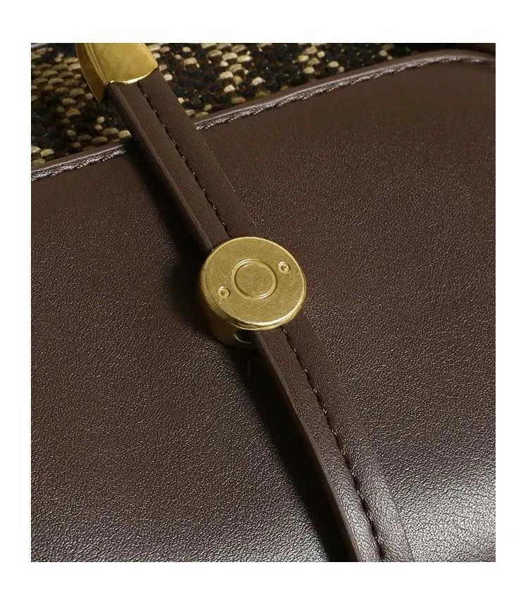 2024 Novas Mulheres Tote Canvas Splicing Couro Pequeno Quadrado Premium Qianniao Grid Bolsa de Axila Único Ombro Crossbody_voghion.com