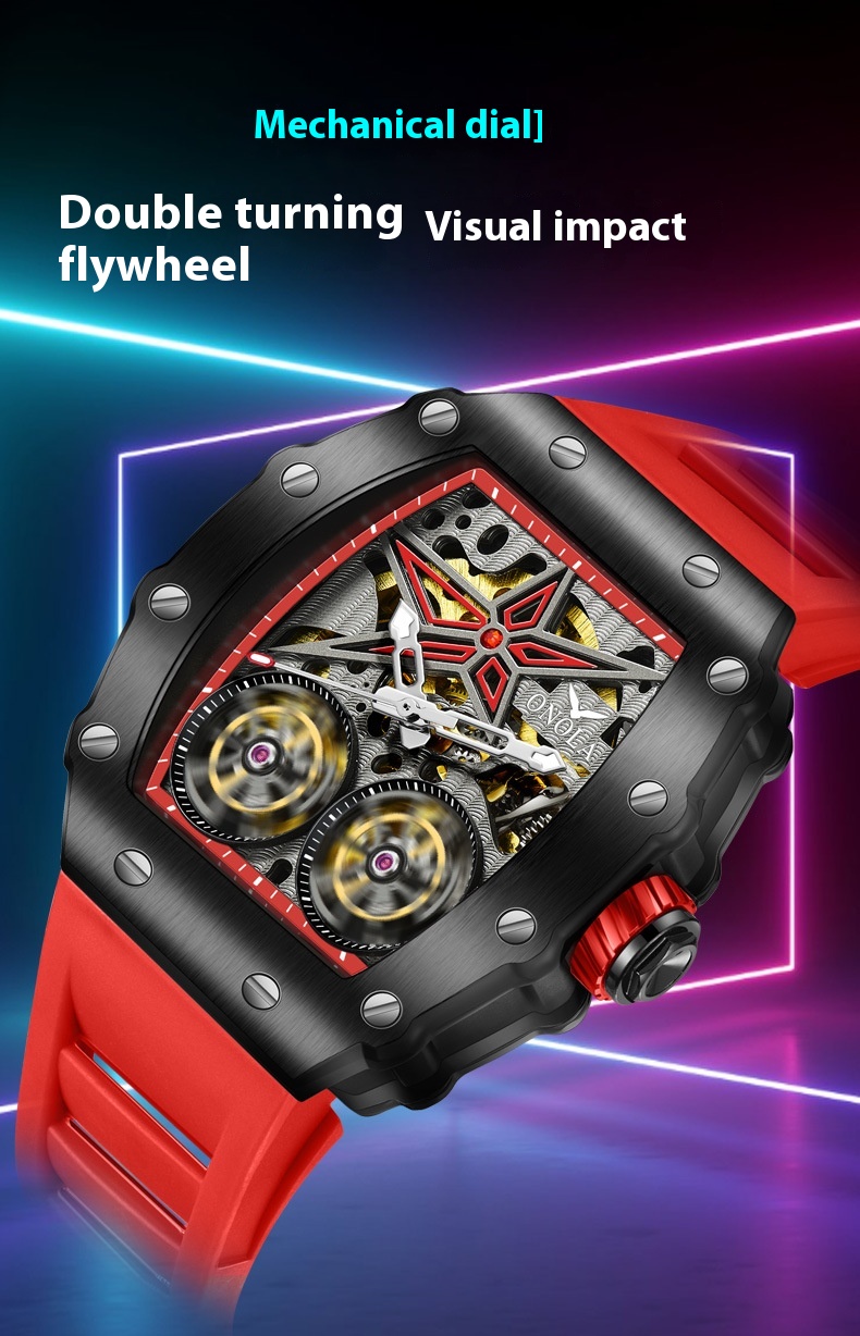 Automatic Mechanical Watch For Men With Skeleton Flywheel Design_voghion.com