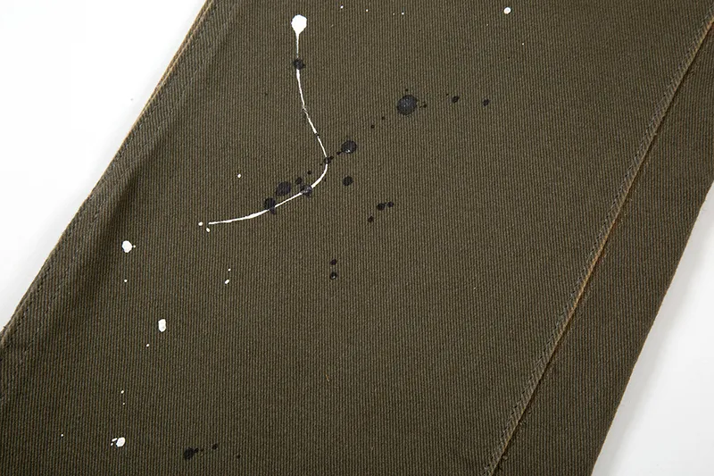 Pantalon cargo ample en denim micro-élastique délavé peint à l'encre pour homme, style patchwork Y2K, surdimensionné et décontracté_voghion.com
