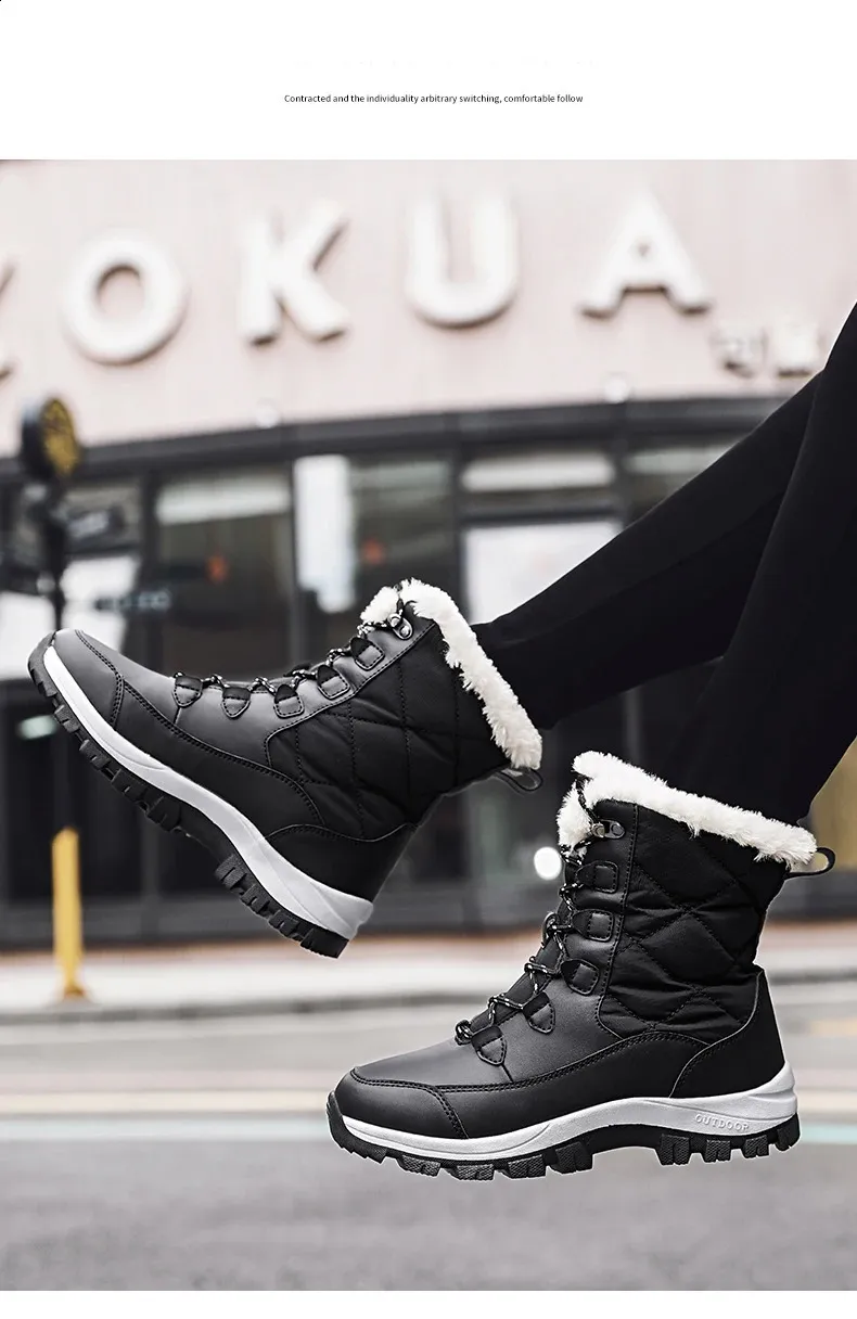 Enkel Dames Winterschoenen Houd Warm Antislip Zwarte Sneeuw Dames Veterlaarzen Chaussures Femme Laarsjes Dames Platte Laars_voghion.com