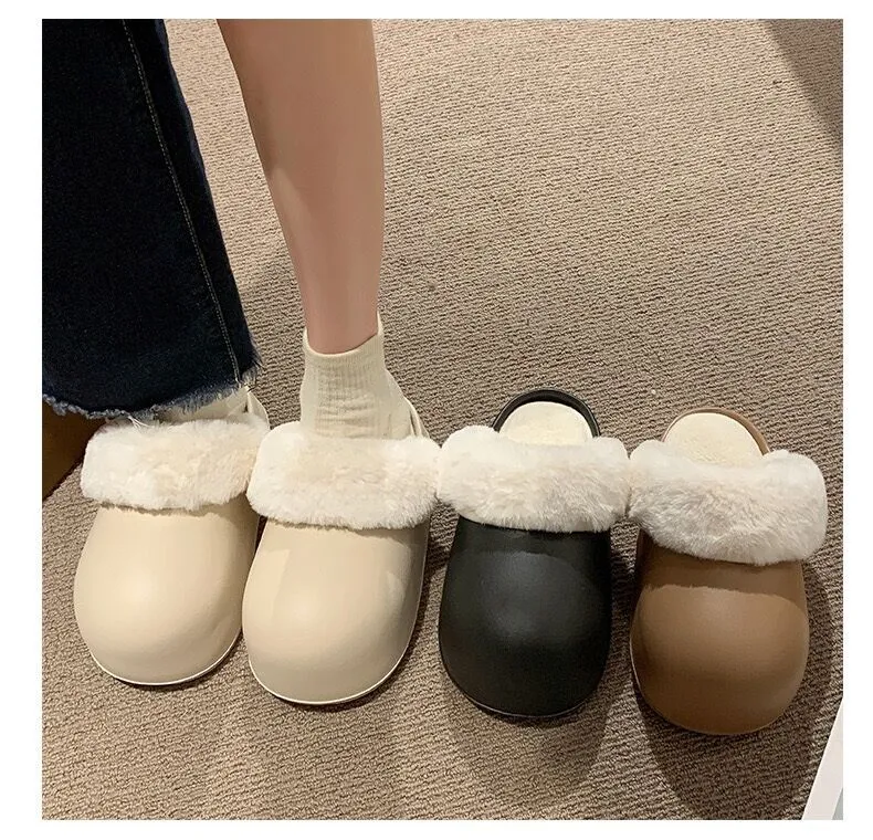 Pantoffels 2024 winter verzending gratis warm en winddicht broodmodel, effen kleur, eenvoudig, uitneembaar, wasbaar, dik_voghion.com