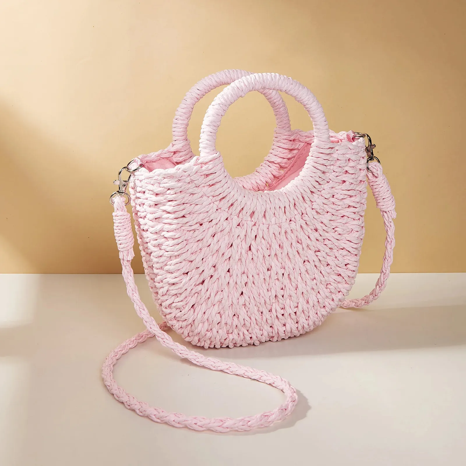 Geflochtene Stroh-einkaufstasche Für Damen Sommer Strand Tasche_voghion.com