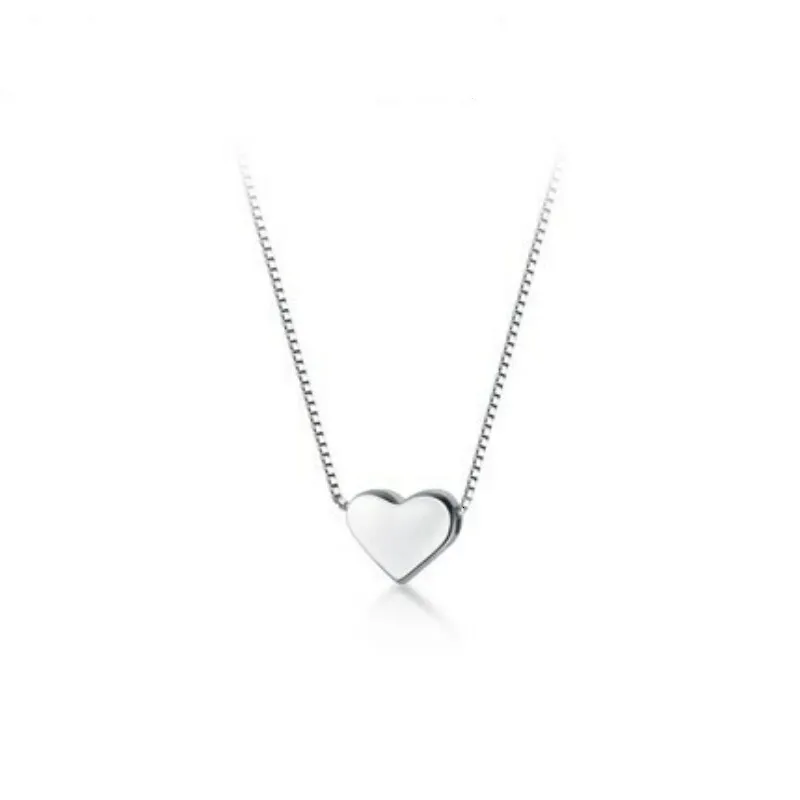 Collares de moda minimalistas con colgante liso en forma de corazón de plata esterlina, bonito collar con dije para mujer 230426_voghion.com