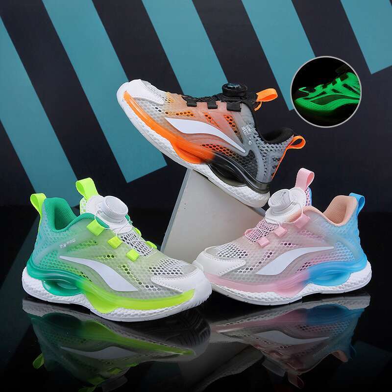 sports Single Mesh Glow-in-the-dark Men's Women's Medium And Size Children's Casual Shoes Three-piece Set_voghion.com