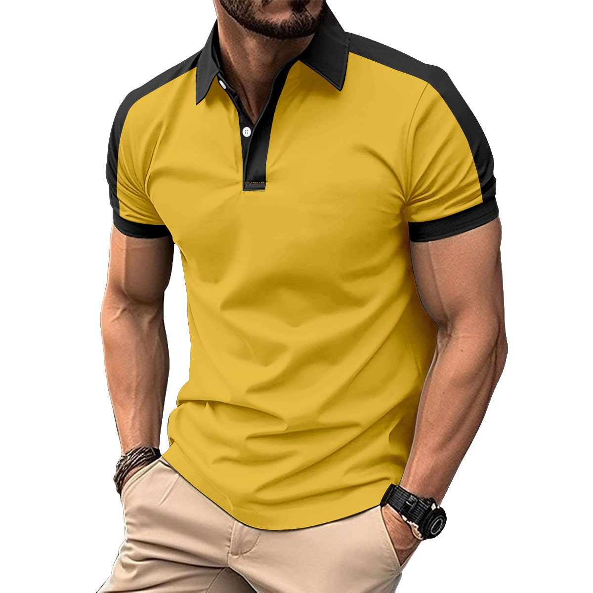 Herr polotröja sommar casual kortärmad med krage enfärgad_voghion.com