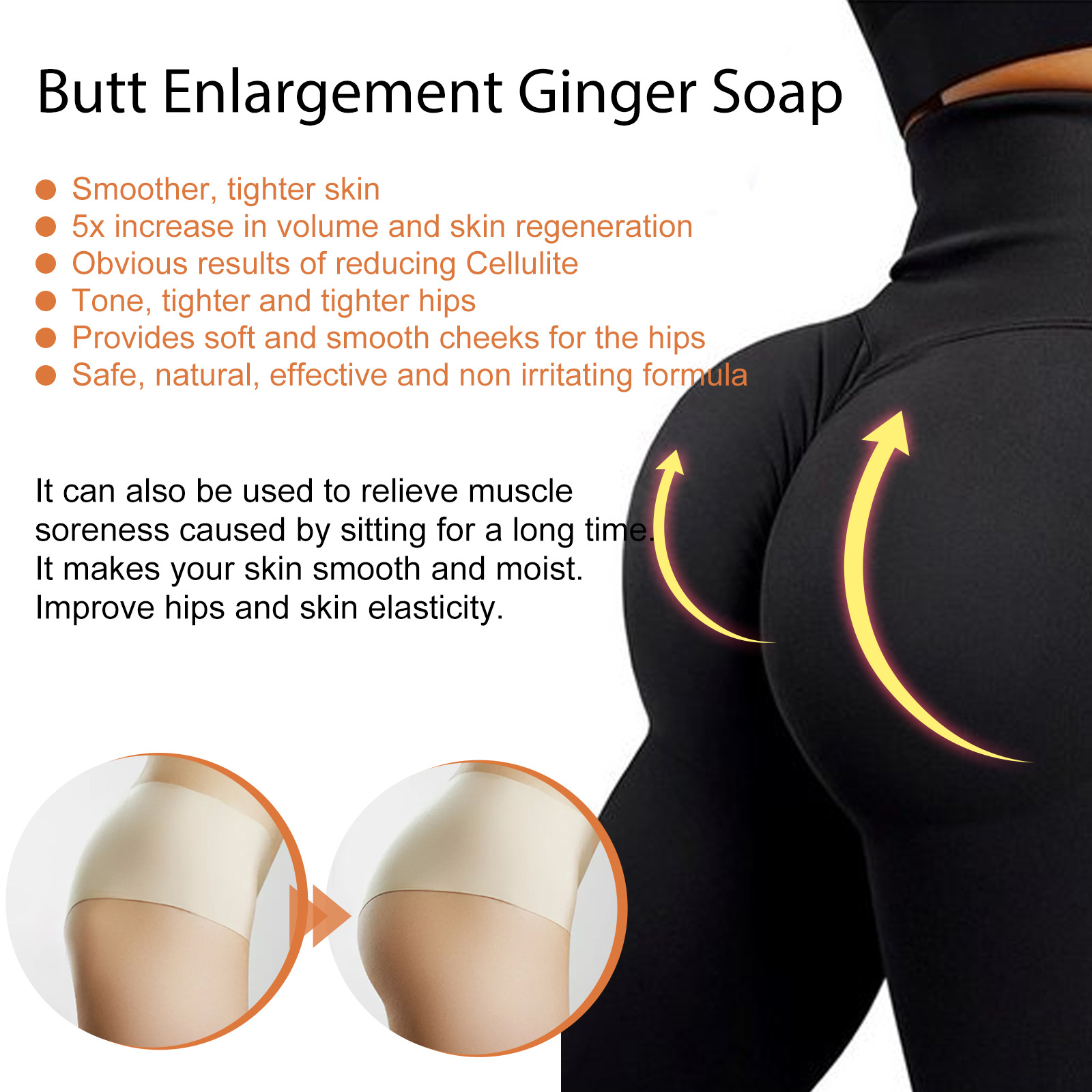 EELHOE Ginger Lifting Firming, Lifting, Stretching Peach Butt Body Cleaning Soap Shaping, Moisturizing, and Nourishing_voghion.com