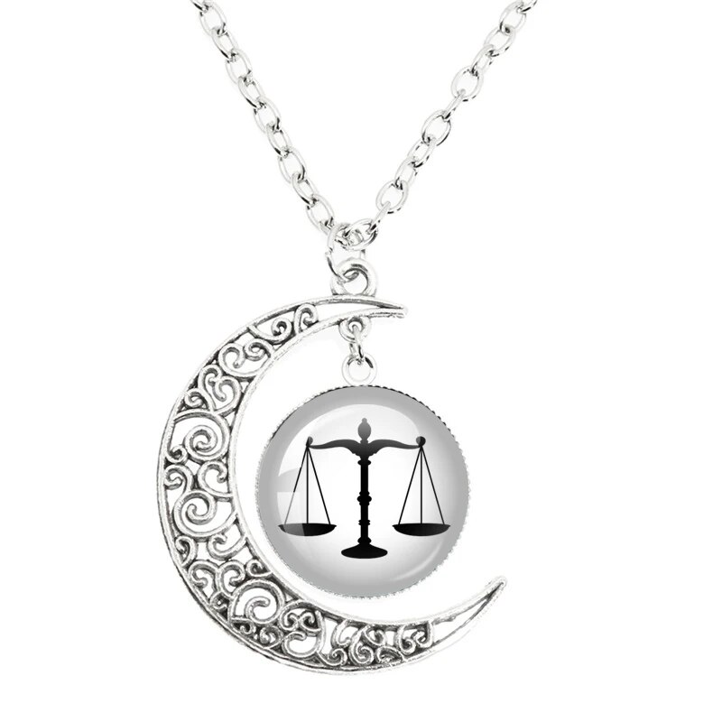 Colar com pingente de vidro em formato de lua, colar com cúpula de Libra da Justiça, para estudantes de Direito, presente de joia para graduados em Direito_voghion.com