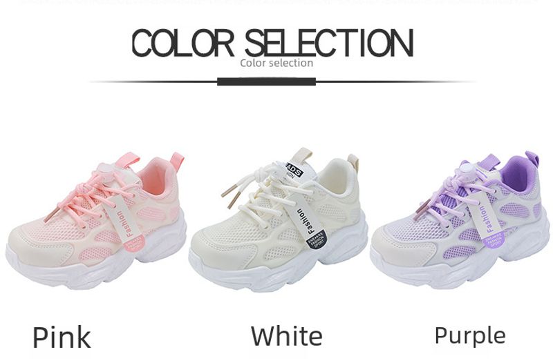 Girls Mesh Sneakers Breathable Torre 2023 New Fashion Children's Shoes_voghion.com
