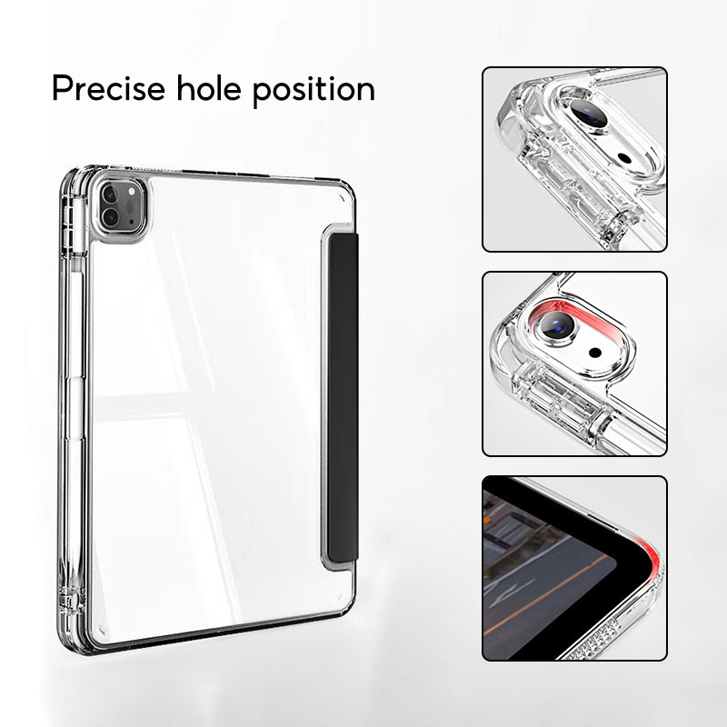 Carcasă transparentă pentru iPad Air 6 M2 5 4 10.9 inch Pro 11 M4 2024 10.9 Gen 9.7 10.2 6.5 Mini 6, husă pentru tabletă cu suport pentru creion_voghion.com