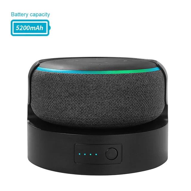 Soporte de altavoz inteligente Alexa recargable portátil para Echo Dot 3rd con base de batería de 5200 mAh/10 400 mAh_voghion.com