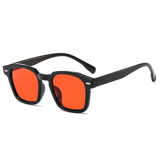 Populāras sieviešu saulesbrilles ar vintage kvadrātveida rāmi, melnas dzeltenas saulesbrilles, modes sieviešu brilles, dāmu brilles_voghion.com