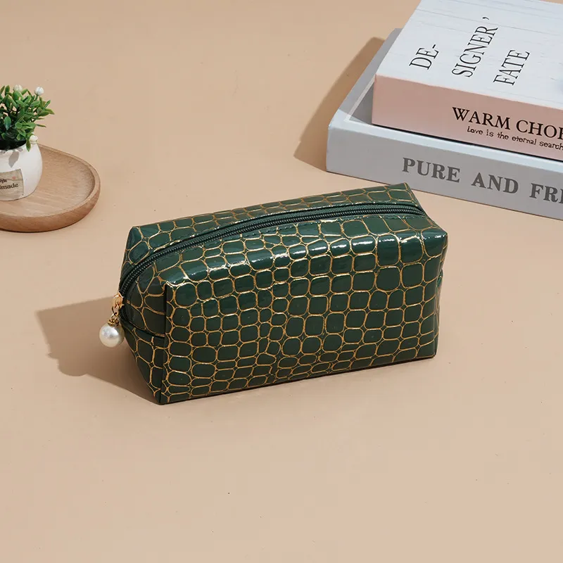 Trousse de toilette de voyage à motif de pierre tendance, trousse de maquillage portable de grande capacité pour produits de soins de la peau_voghion.com
