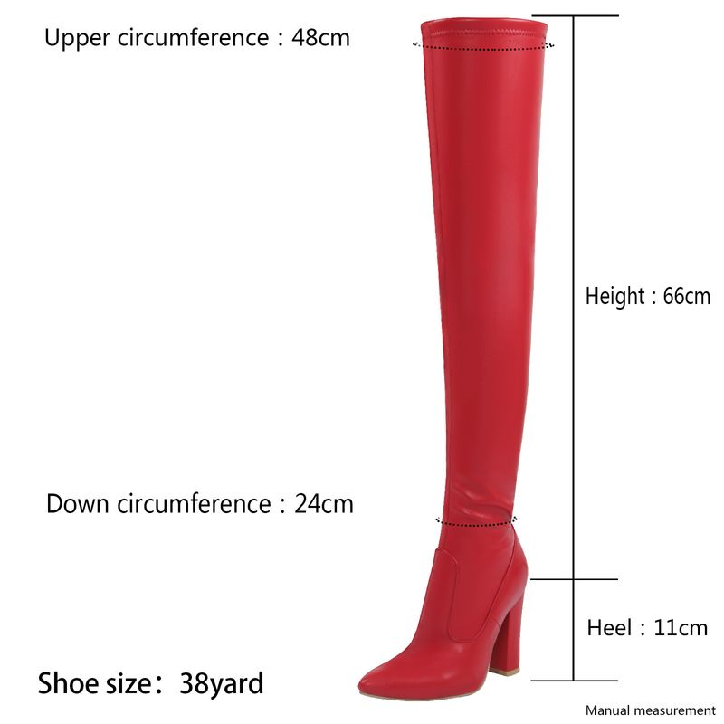 Sexy einfarweg spitz déck Héichhieler iwwer de Knéi elastesch grouss Liederstiefelen_voghion.com