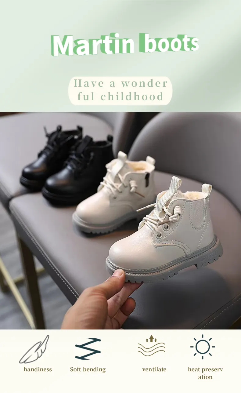 Stylish Children's Fleece Martin Snow Boots Cozy Durable Side-Zip Design for Boys and Girls Aged 1-5 Years_voghion.com