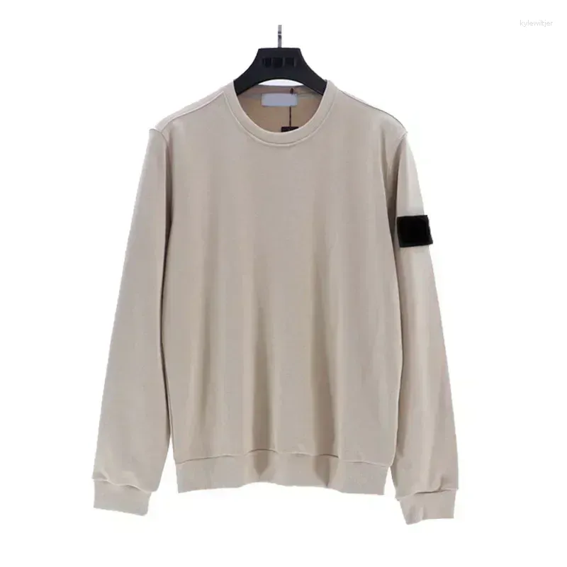 Heren Hoodies Effen Kleur Lange Mouw Trui Lente En Herfst Katoen Los Comfortabel Steen Mouw Label Heren Dames_voghion.com
