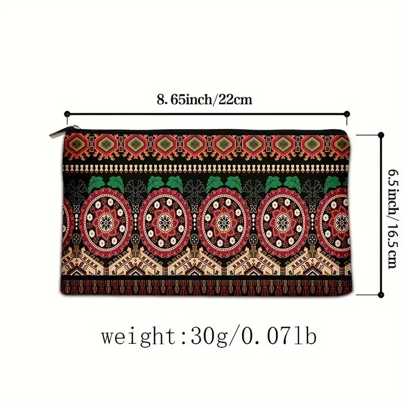 Tragbare Kosmetiktasche mit Vintage-Muster, trendiger Organizer mit Retro-Print und Reißverschluss, multifunktionale Make-up-Clutch_voghion.com