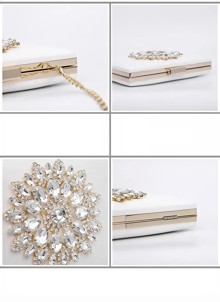 Borsa bianca da sposa pochette da sera da sposa cristallo estate per le donne piccole borse a tracolla 240819_voghion.com