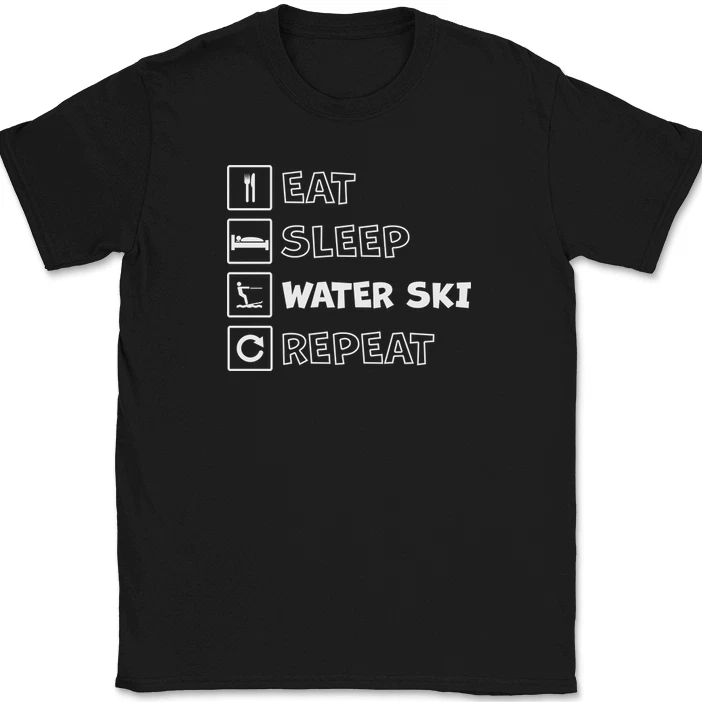 T-shirt eat sleep water ski repeat unisex grappig weekend meer_voghion.com