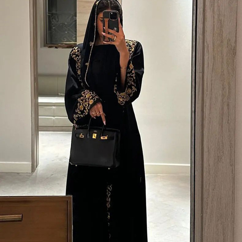 Robes pour femmes musulmanes Robes de banquet haut de gamme Robes à manches longues haut de gamme Robes noires Hot Diamond