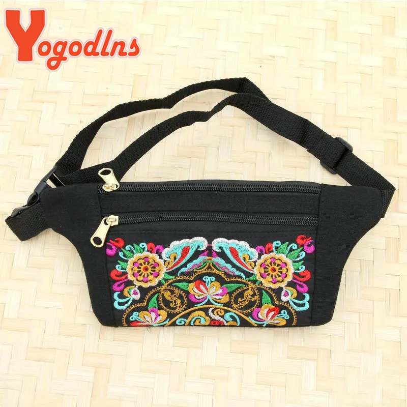 Yogodlns New Ethnic Embroidered National Vintage Embroidery Ladies Waist Packs Women Shoulder Hip Bum Belt Bag_voghion.com
