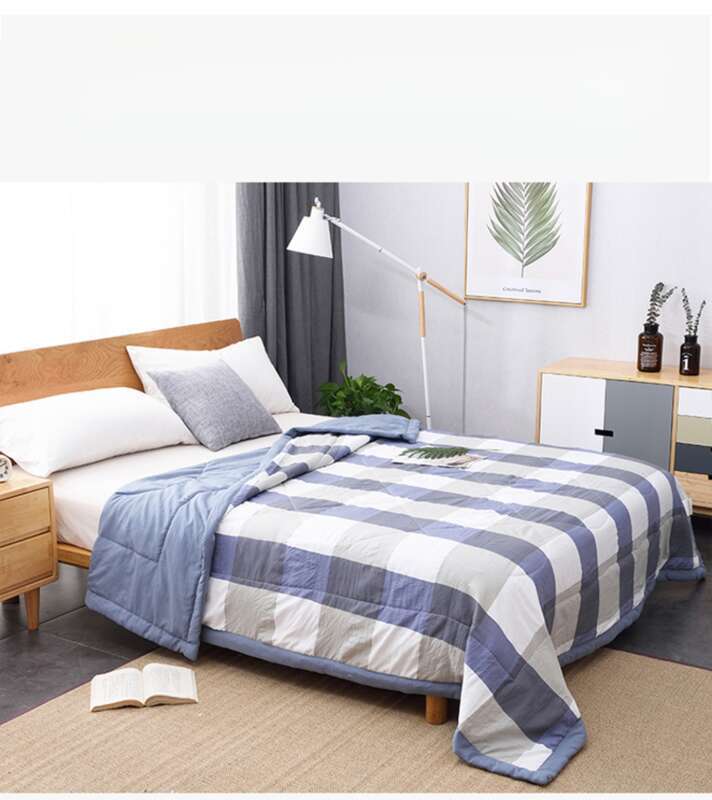 wih No Prined Grid Sripes Air Condiioning Suden Dormiory Single Person Summer Quil,_voghion.com