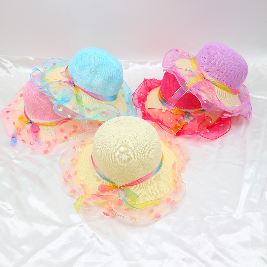 Children's straw hat female sun protection scenic spot baby sun protection hat beach sun hat sun hat children's summer hat vacation wholesale_voghion.com