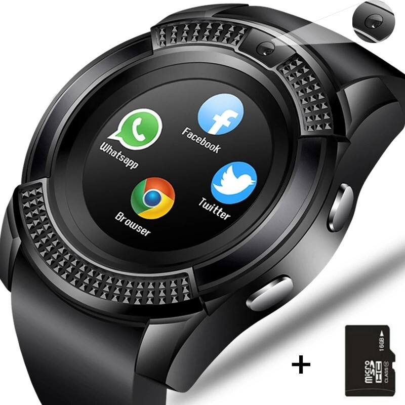 ♥ Direkt verfügbar + GRATIS Liwwerung ♥ V8 Smartwatch TF SIM Auer Bluetooth Schrëttzieler Kamera 2G Faarfdisplay Handgelenk Sport Auer Waasserdicht Apparat Android_voghion.com