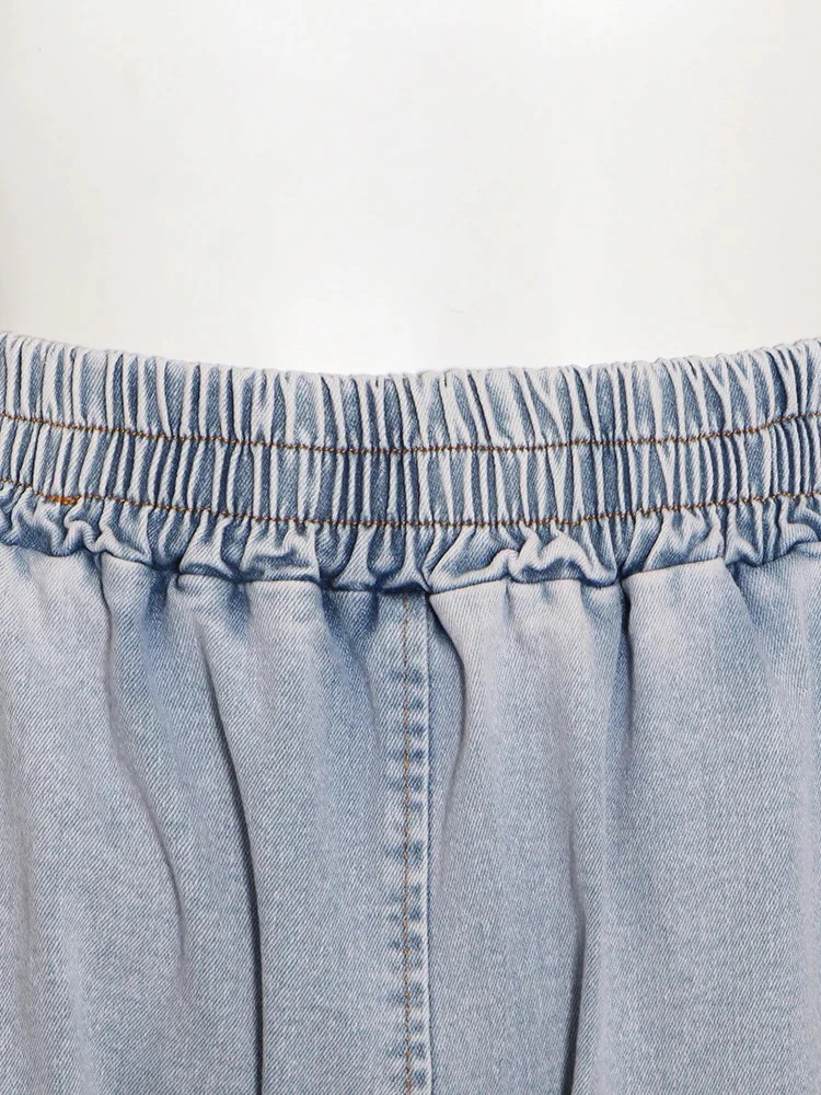 Abbigliamento da donna alla moda, senza maniche, casual, elasticizzato, in denim, due pezzi_voghion.com
