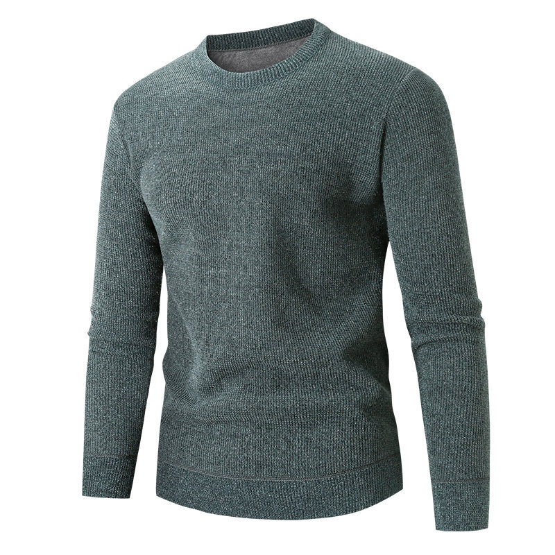 2023 New Youth Autumn Winter Men's Round Neck Solid Color Bottoming Warm and Coldproof Casual Knitted Sweater for Men_voghion.com