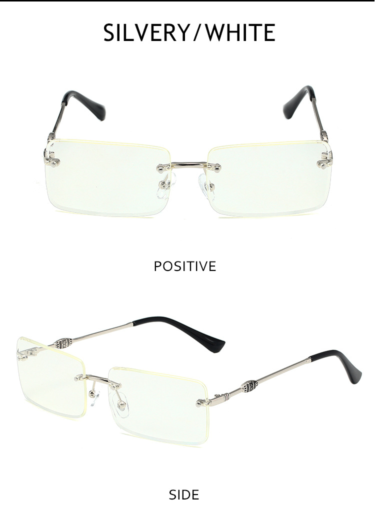 Herenzonnebrillen Eenvoudige frameloze vierkante metalen zonnebril Trendy heren- en damesmode Straatfotografie zonnebrillen Zonnebrillen_voghion.com