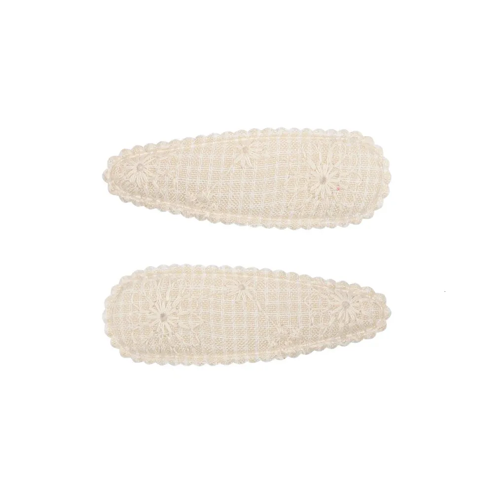 120pclot Lace Embroidery Basic Snap Baby Hair Drop Clip Cotton Flower Printed Clamp Pins Hairpins BB Barrettes Girls_voghion.com